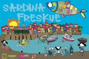 "Sardina Freskue” cartel y elementos teatrales